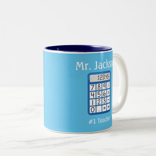 Blue Calculator Zweifarbige Tasse (VorderseiteRechts)