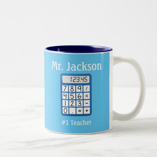 Blue Calculator Zweifarbige Tasse (Rechts)