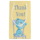 Blue Calico Bär lächeln auf dem Stuhl Kleine Geschenktüte (Vorderseite)