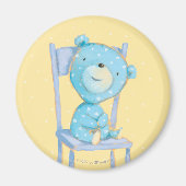 Blue Calico Bear lächeln auf Stuhl Magnet (Vorne)