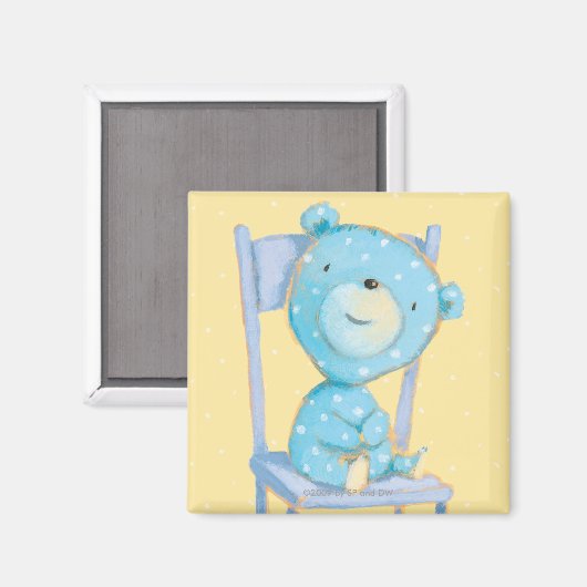 Blue Calico Bear lächeln auf Stuhl Magnet (Vorderseite/Rückseite)