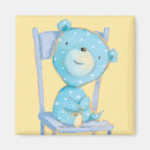 Blue Calico Bear lächeln auf Stuhl Magnet (Vorne)