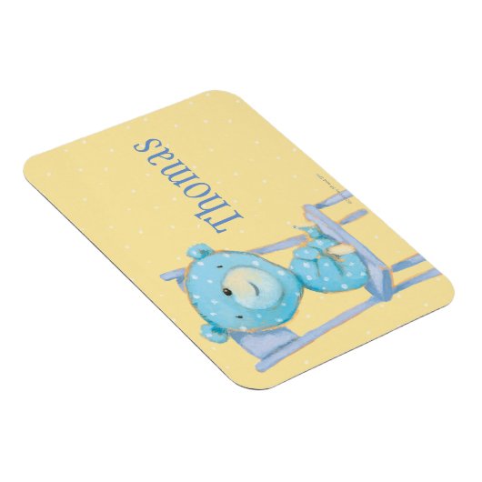 Blue Calico Bear lächeln auf Stuhl Magnet (Rechte Seite)