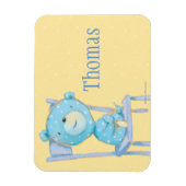 Blue Calico Bear lächeln auf Stuhl Magnet (Vertikal)