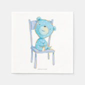 Blue Calico Bear lächeln auf Stuhl Serviette (Vorderseite)