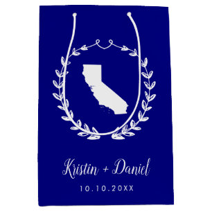 Blue California Map Wedding Welcome Swag Mittlere Geschenktüte