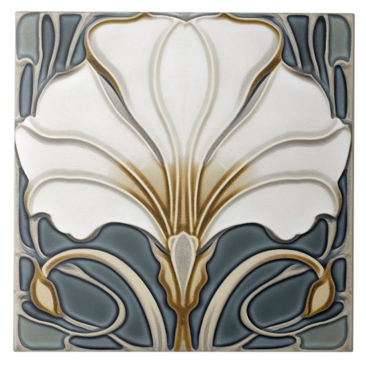 Blue Calla Lily Backsplash Repro Art Nouveau Fliese (Vorderseite)