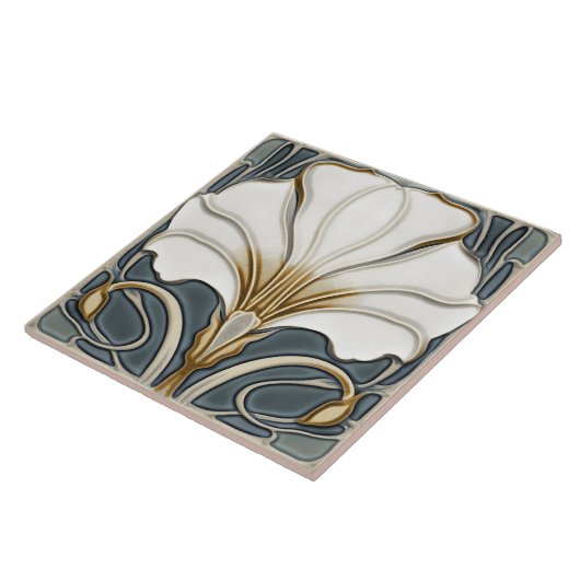 Blue Calla Lily Backsplash Repro Art Nouveau Fliese (Seite)