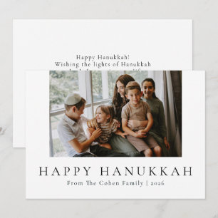 Blue Calligraphy Happiest Hanukkah Family 1 Foto Feiertagskarte