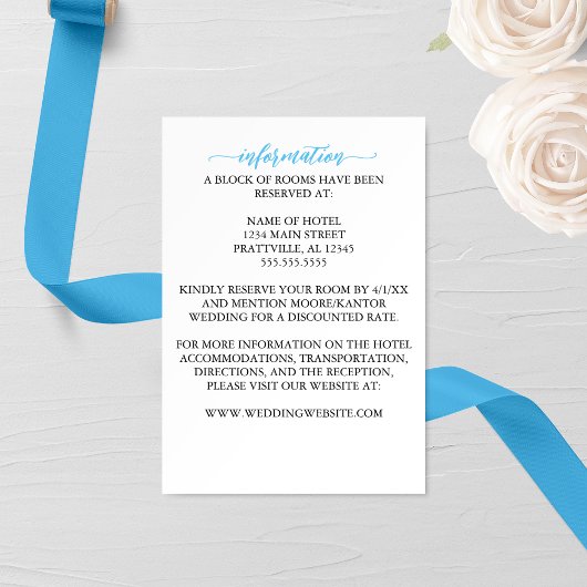 Blue Calligraphy Wedding Enclosure Card Begleitkarte