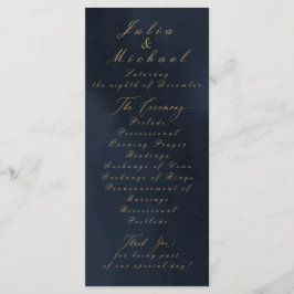 Blue Calligraphy Wedding Program Card Programm