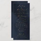 Blue Calligraphy Wedding Program Card Programm (Vorne/Hinten)