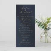 Blue Calligraphy Wedding Program Card Programm (Stehend Vorderseite)