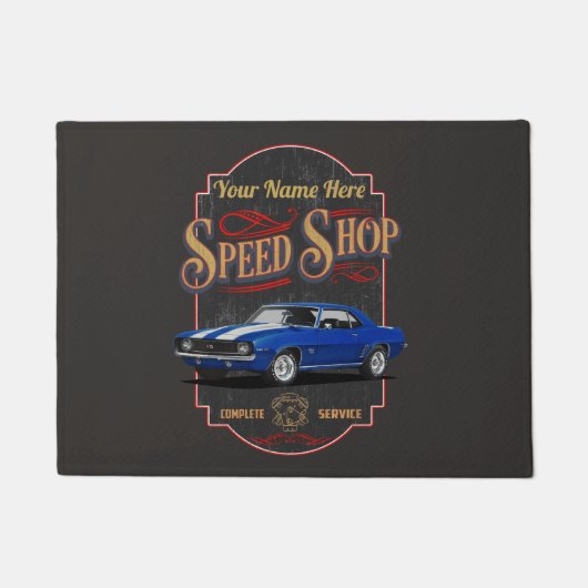 Blue Camaro Custom Garage Fußmatte (Vorderseite)