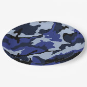 Blue Camouflage, 9 Zoll Papier Party Teller (Schrägansicht)