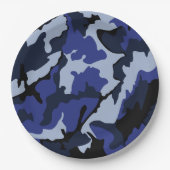 Blue Camouflage, 9 Zoll Papier Party Teller (Vorderseite)