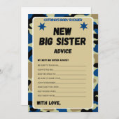 Blue Camouflage Baby Dusche - bestellbarer Name, 1 Einladung (Vorne/Hinten)