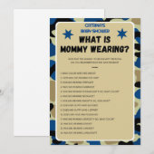 Blue Camouflage Baby Dusche - bestellbarer Name, 1 Einladung (Vorne/Hinten)