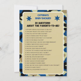 Blue Camouflage Baby Dusche - bestellbarer Name, 1 Einladung