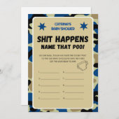 Blue Camouflage Baby Dusche - bestellbarer Name, 1 Einladung (Vorne/Hinten)