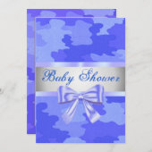 Blue Camouflage Blue Bow Baby Dusche Einladung (Vorne/Hinten)