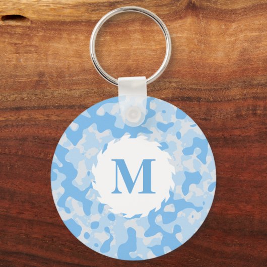 Blue Camouflage Camouflage Monogram Initial Schlüsselanhänger (Vorderseite)
