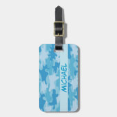 Blue Camouflage Camouflage Name Personalisiert Gepäckanhänger (Vorderseite vertikal)