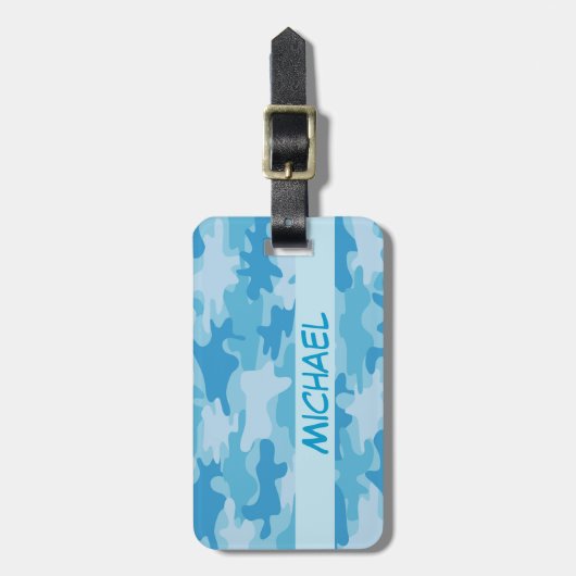 Blue Camouflage Camouflage Name Personalisiert Gepäckanhänger (Vorderseite vertikal)