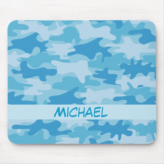 Blue Camouflage Camouflage Name Personalisiert Mousepad (Vorne)