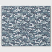 Blue Camouflage Camouflage Wrapping Paper Geschenkpapier (Flach)