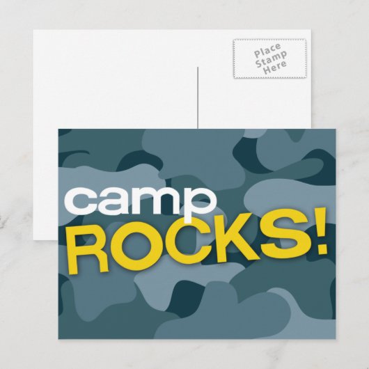 Blue Camouflage CAMP ROCKS! Postkarte (Vorne/Hinten)