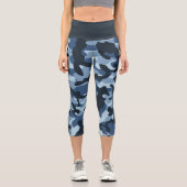 Blue Camouflage Capri Leggings (Vorderseite)