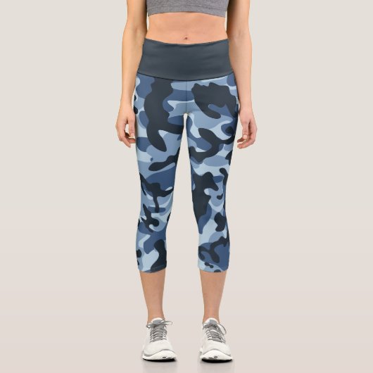 Blue Camouflage Capri Leggings (Vorderseite)