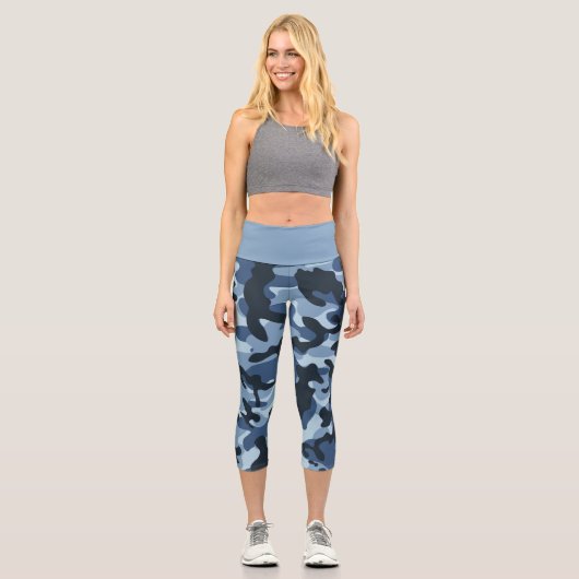 Blue Camouflage Capri Leggings (Vorderseite)