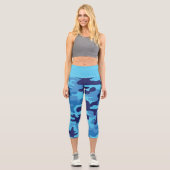 Blue Camouflage Capri Leggings (Vorderseite)