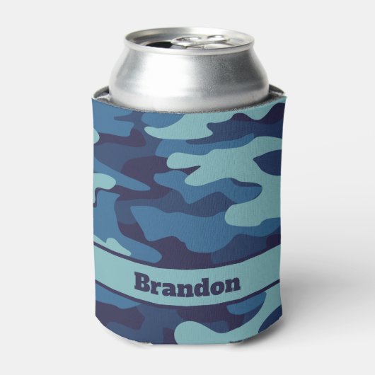 Blue Camouflage Cooles benutzerdefiniertes Muster Dosenkühler (Kanne Vorderseite)