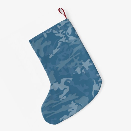 Blue Camouflage Custom Christmas Camouflage Kleiner Weihnachtsstrumpf (Rückseite (Hängend))