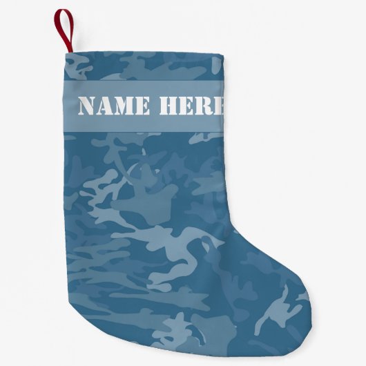 Blue Camouflage Custom Christmas Camouflage Kleiner Weihnachtsstrumpf (Vorderseite)