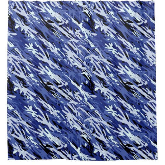 Blue Camouflage Duschvorhang (Vorderseite)