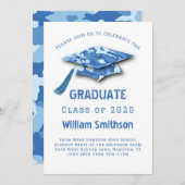 Blue Camouflage Graduation Party Einladung (Vorne/Hinten)