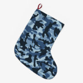 Blue Camouflage Großer Weihnachtsstrumpf (Vorderansicht (hängend))