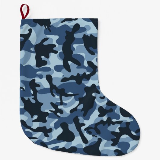 Blue Camouflage Großer Weihnachtsstrumpf (Vorderseite)