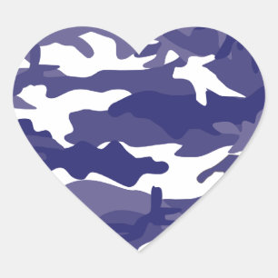 Blue Camouflage Herz-Aufkleber