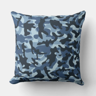 Blue Camouflage Kissen
