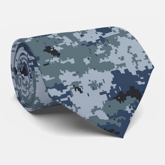 Blue Camouflage Men-Krawatte Krawatte (Gerollt)