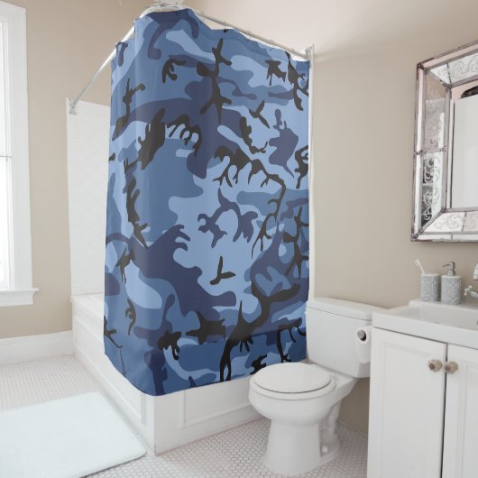 Blue Camouflage, Militär, Armee Duschvorhang (Beispiel)