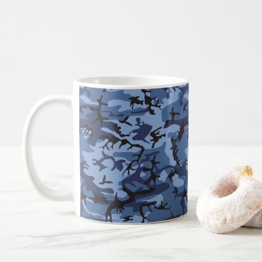 Blue Camouflage, Militär, Armee Kaffeetasse (Mit Donut)