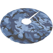Blue Camouflage, Militär, Armee Polyester Weihnachtsbaumdecke (Schrägansicht)