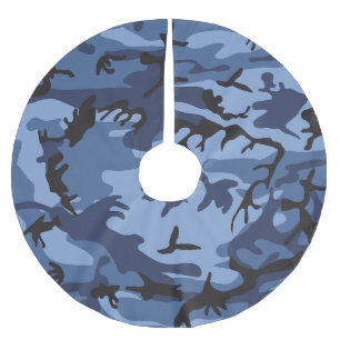 Blue Camouflage, Militär, Armee Polyester Weihnachtsbaumdecke