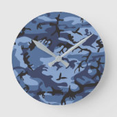 Blue Camouflage, Militär, Armee Runde Wanduhr (Vorderseite)